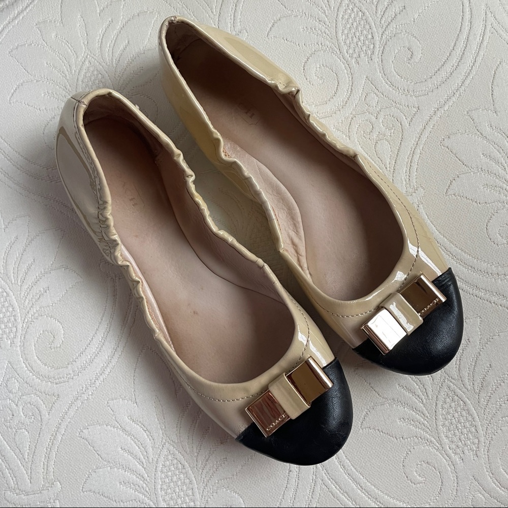 Coach demi foldable cream leather flats